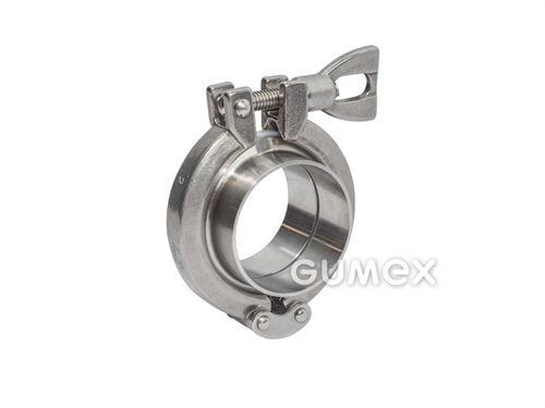 Spojka CLAMP typ 2125 komplet, DN25, 1x spona, 2x priváracie hrdlo, 1x tesnenie silikón, 10bar, DIN 32 676, nerezová oceľ 1.4404